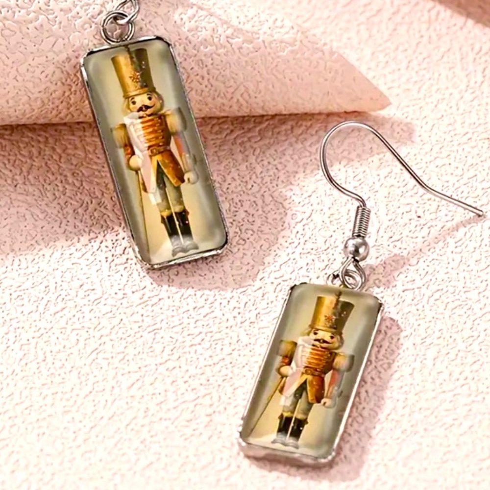 Nutcracker soldier Glass Cabechon earrings Ballet New
